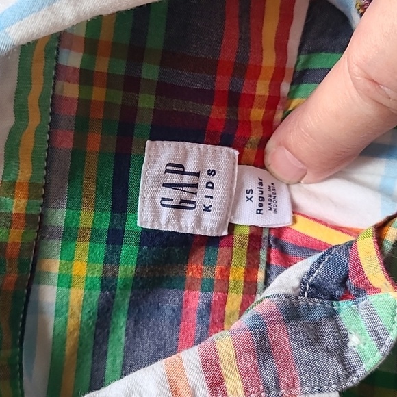 Gap boys plaid XS 4-5 100% cotton button-down shirt long sleeve - Picture 3 of 9